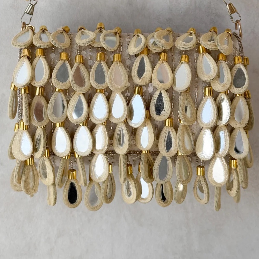 Toshi Mirror Bag - Beige, Clutch only *no strap*